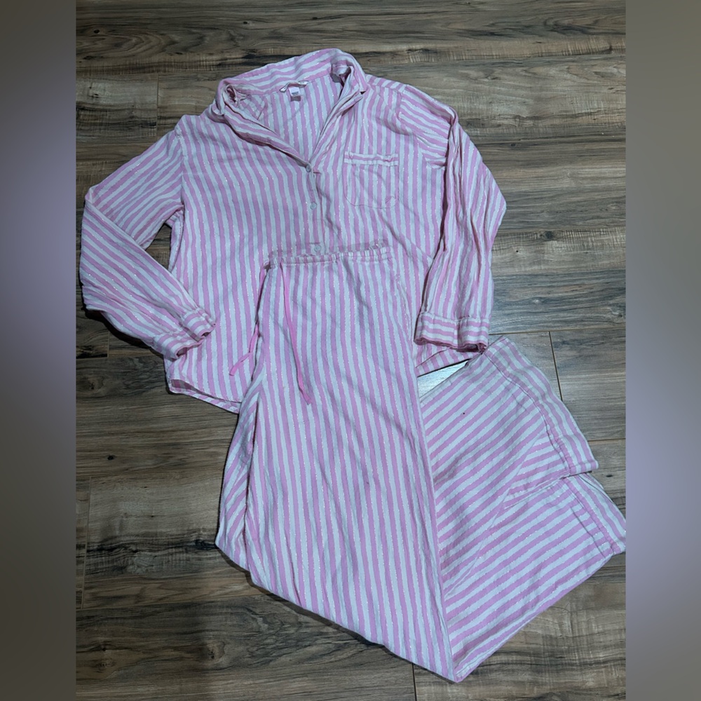 Victoria's Secret Pink and White Striped Pajama Set